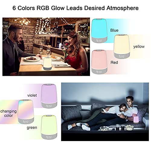 winshine Touch Wake Up Night Light with Sunrise Simulation Alarm Clock, 3 Ways Dimmable Warm White Bedside Lamp for Kid Bedrooms RGB Ambient Table Nightstand Light,Sleep Aid Snooze Timer Mode