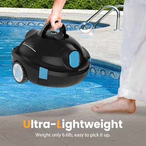 Y10 Cordless Robotic Pool Cleaner, Automatic Pool Vacuum - Ultra Long Battery Life, Powerful Suction, Self-Parking, Lightweight for Above/Inground Pools Up to 65ft/1100 Sq.Ft (Obsidian)