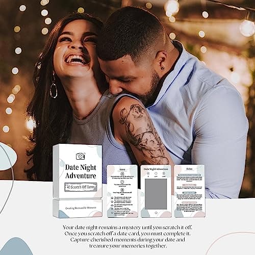 40 Date Ideas Card Games for Couples Date Night - Unique Date Deck Scratch Off Cards, Couples Gifts for Boyfriend Girlfriend, Romantic Wedding Anniversaries Newlywed Gifts for Him Husband Wife Bride