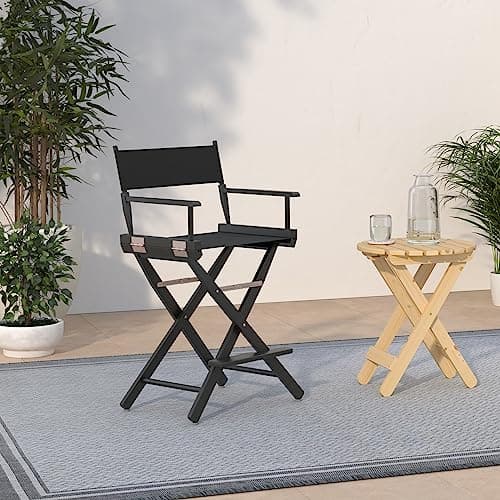 Casual Home 24" Director's Chair Black Frame-with Black Canvas, Counter Height