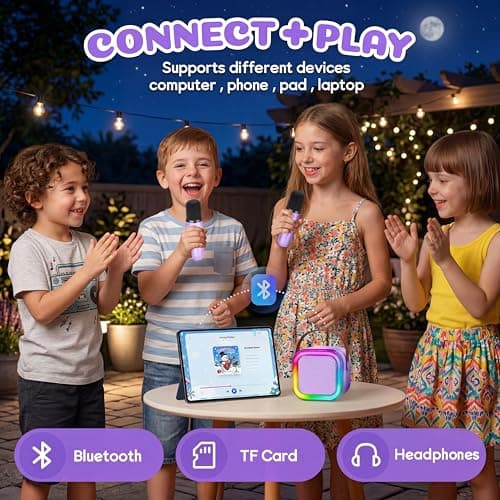 Mini Karaoke Machine for Kids, 2025 TOP Toys Christmas Birthday Gifts Ideas for Girls Ages 4, 5, 6, 7, 8, 9, 10, 12+ Years Old, Portable MP3 Player with 2 Wireless Mics for Party