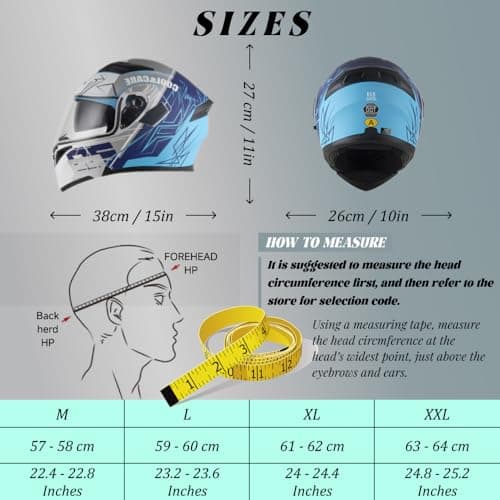 Bluetooth Motorcycle Helmets DOT Approved, Flip-Up Full Face Modular Helmet with Dual Visors, Noise Cancelling Dual Speakers for Adults