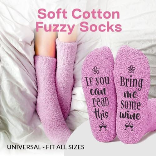 FUNNY WINE GLASSES + WINE SOCKS -16 oz Unbreakable Stemless Wine Glass With Sayings & Fuzzy Girl Socks “If You Can Read This, Bring Me Some Wine"