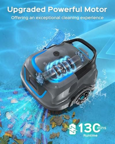 WYBOT A1 Robotic Pool Cleaner – Dual-Layer Filtration, Strong Suction, 130-Min Runtime, Cordless Pool Vacuum for Above-Ground & Flat Pools up to 1,100 Sq. Ft., 4 Cleaning Modes (Darkgrey)