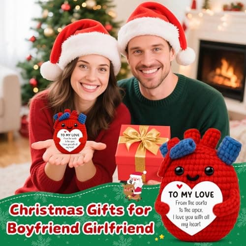 Crochet Heat Christmas Valentines Day Stocking Stuff Gifts for Girlfriend,Wedding Romantic Long-Distance I Love You Gifts for Girlfriend Gf,Anniversary Birthday Gifts for Girlfriend