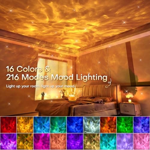 3-in-1 Sunset/Ocean/Northern, Remote, 6 Brightness, 1 Hr Timer, Made of Glass & Wood, Bedroom, Bathroom, Dorm,Halloween Light Ambient Lighting, 16 Colors Led Lights for Bedroom, Gift Ideas, Room Decor B0DG92NWYG