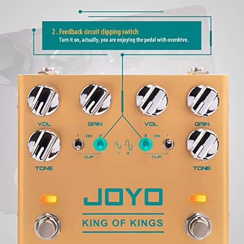 JOYO Dual Crunch Pure Analog Circuit Overdrive Effect Pedal with Independent Clipping for Electric Guitar - True Bypass (King of Kings R-20)