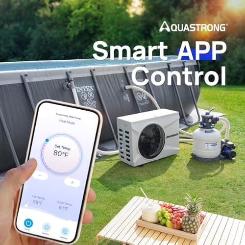 AQUASTRONG Inverter Swimming Pool Heat Pump,Pool Heater for Above Ground and Inground Pool Heating and Cooling Pool Heater, Smart WiFi Control Pools Up to, 7000 Gallons