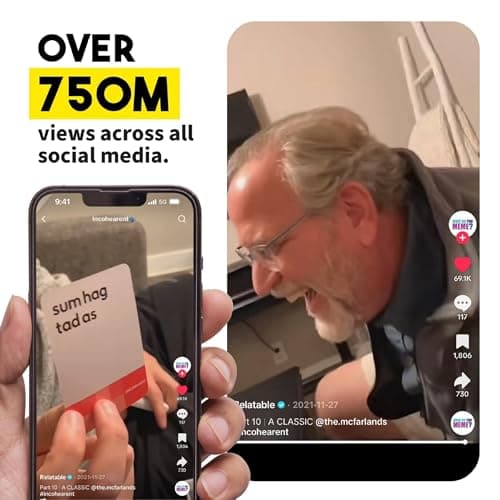 WHAT DO YOU MEME? Incohearent, The Guess The Gibberish Party Game by Relatable, A Funny Card Game for Adults, Great for Game Night Games, Includes 400 Cards, Instructions, and 1 Sand Timer