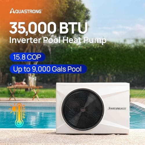 AQUASTRONG Inverter Swimming Pool Heat Pump,Pool Heater for Above Ground and Inground Pool Heating and Cooling Pool Heater, Smart WiFi Control Pools Up to, 9000 Gallons