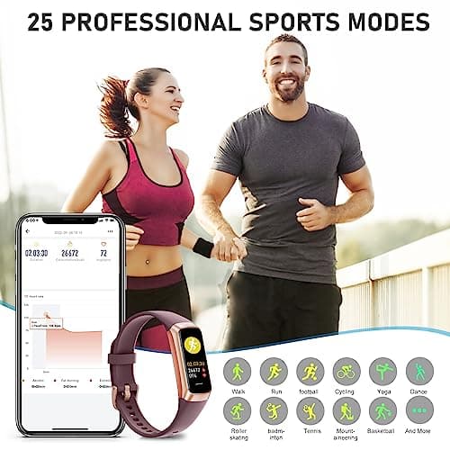 Fitness Tracker with 24/7Heart Rate, Blood Pressure, Sleep Tracking, Calorie, Activity Tracker with 1.1" AMOLED Color Screen, Waterproof Step Tracker for Android iPhones Women Men