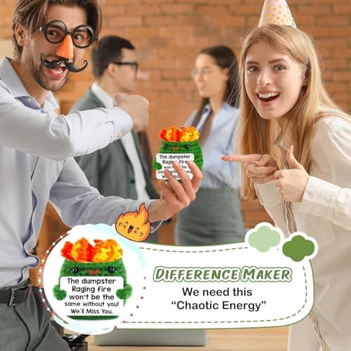 Positive Crochet Dumpster Emotional Fire Christmas Stocking Stuffers Thank You Birthday Retirement for Women Men Chaos Coordinator Office Funny Gag Boss Lady Gifts Going Away Farewell for Coworkers