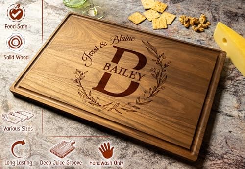 Personalized Cutting Board – Custom Cutting Board Wood Engraved Charcuterie Board, Unique Gift for Wedding, Anniversary, Bridal Shower, Couples, Christmas, Parents & Housewarming