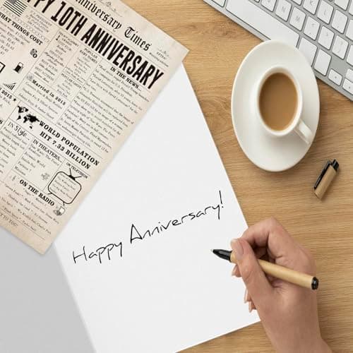Big 10th Anniversary Card for Him Her, Retro 10 Year Anniversary Card Gift for Couple, Sweet 10 Wedding Anniversary Cards for Wife Husband, Best Decennial Gifts Idea for Parents