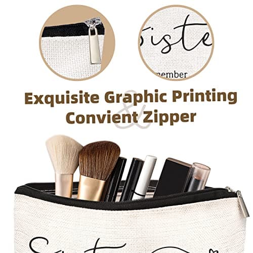 Sister Choice Makeup Organizer Bag, Inspirational Handmade Idea Presents for Women, You Are Braver Than You Think, Sis Best Friends Birthday Women's Day Bridesmaid Party Cosmetic Toiletry Bag