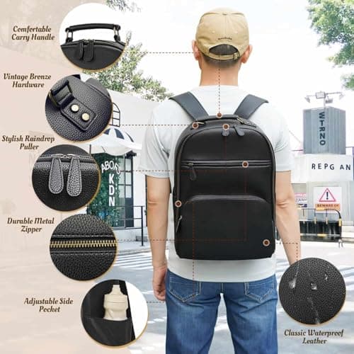 Divvia Camera Backpack Classic PU Leather for DSLR, Professional Camera Bag for Photographers with 15 Inch Laptop Compartment Large 20L