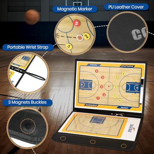 Basketball Coaching Board Coaches Clipboard Tactical Magnetic Board Kit with Dry Erase, Marker Pen and Zipper Bag (Basketball Board) (Basketball Coaching Board) (Basketball Coaching Board)