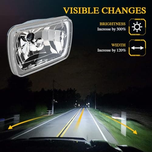 H6054 5x7 7x6 Led Headlights for Off-road, 6000K White High Brightness Headlamp, DOT Approved High Low Sealed Beam, 9003/H4 Light Bulbs with H6054 Glass LED Headlight Housing