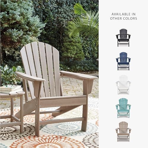 Signature Design by Ashley Sundown Treasure Outdoor Patio HDPE Adirondack Chair, Light Brown