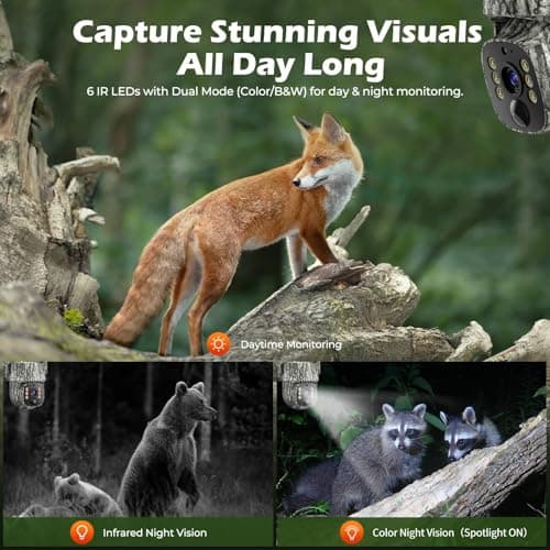 4G LTE Cellular Trail Camera, 360° Live Streaming Solar Game Camera 2.5K SIM Card Included, Auto Tracking Security Cameras Wireless Outdoor with Night Vision, Motion Activated for Outdoor, 2 Pack