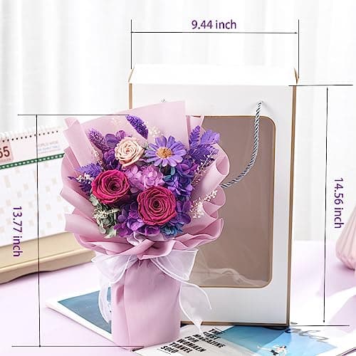 lovenfold Flowers for Delivery,Preserved Flowers Bouquets,Purple Rose Bouquets That Last 1-3 Years,Birthday Flowers Gifts for Women Mom Grandma Wife Friends