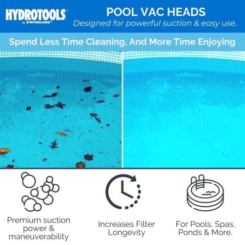 SWIMLINE HYDROTOOLS Manual Vacuum Head Attachment For Inground & Above Ground Pools |Weighted Flexible Swimming Pool Vac Head Rectangle Shape W/ Wheels| Swivel Hose 1-1/4 or 1-1/2’’| Clean 8150