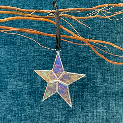 Handmade Iridescent Stained Glass Star With Heartfelt Thank You Message - Thank You Gift For Someone Special/Appreciation Gift/Gratitude Gift for Friends, Neighbors/Colleagues (Thank You)
