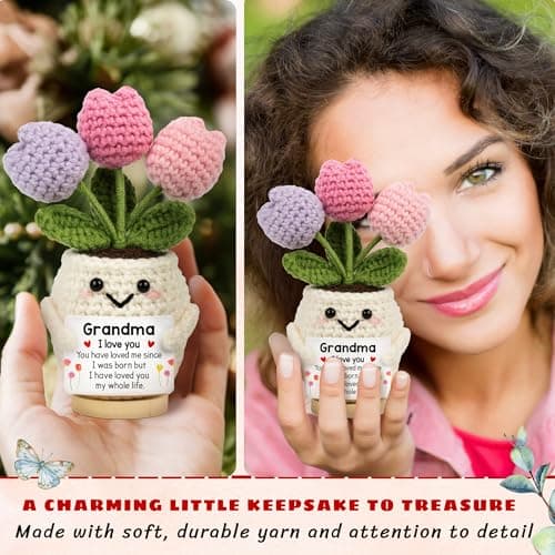 Grandmother Gift from Grandson, Granddaughter - 5.51'' x 4.13'' Mimi Gigi Nana Positive Support Crochet Gifts for Grandma from Grandkids - Christmas Birthday Grandma Gifts B0FT2DV65Z