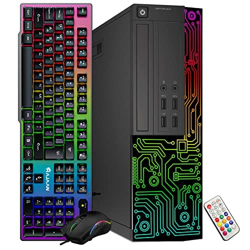 Dell OptiPlex Desktop RGB Computer PC, Intel Core i7 Quad-Core Processor, 16GB RAM, 512GB SSD, 24 Inch HDMI Monitor, RGB Keyboard Mouse and Headset, WiFi, Windows 11 Pro (Renewed)
