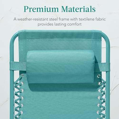 Best Choice Products Adjustable Zero Gravity Chair, Monochromatic Color Folding Patio Recliner w/Side Tray, Headrest - Caribbean