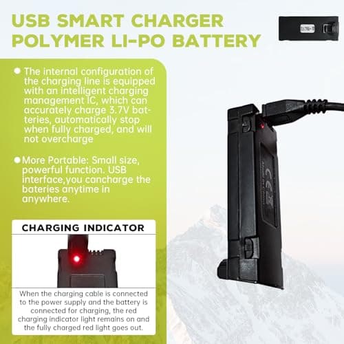 sea jump 3PCS 3.7V 1000mAh Lipo Battery with USB Charging Cable Suitable for E88 E88MAX E99 E99MAX BD101 P15PRO P8 A13 A15 K10MAX RC Drone, Aerial Quadcopters High-Capacity Battery Spare Parts