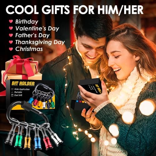 Bit Holder Stocking Stuffers for Men Gifts for Christmas Gifts for Men Who Have Everything Tools for Men Magnetic Drill Bit Holder Keychain Cool Gadgets White Elephant Gifts for Adults Dad Husband Him