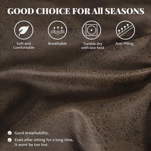 ANARACHON Sofa Cover, Couch Covers for Leather Couches, Stretch Sofa Covers with Leather-Like Texture, Washable, Non-Pilling, Non-Slip 1-Piece Couch Cover for Dogs, Cats and Kids (Sofa, Brown)