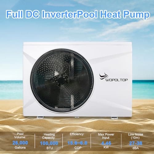 100,000 BTU Full DC Inverter Pool Heat Pump for Swimming Pools, Dual Function of Heating and Cooling, 30KW Electric Pool Heater with WiFi Smart Control via APP, 220-240V, up to 26,000 Gallons