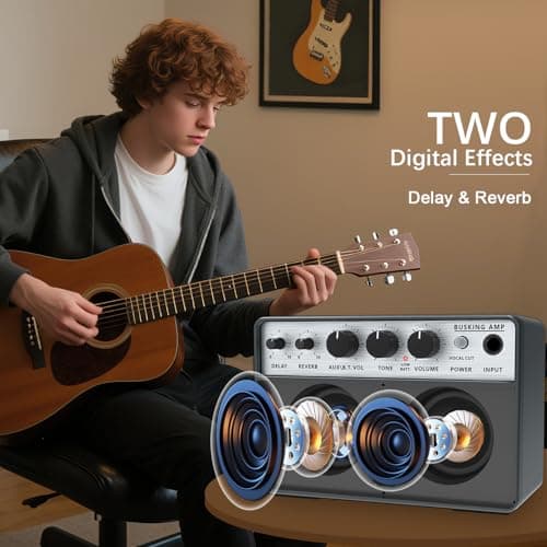 Yuer BA-10Pro 10W Acoustic Guitar Amp, Portable Vocal & Guitar Amplifier with Digital Delay/Reverb Effect Headphone Jack/OTG Wireless Small Guitars Amp for Recording, Practice, Travel with Carry Bag