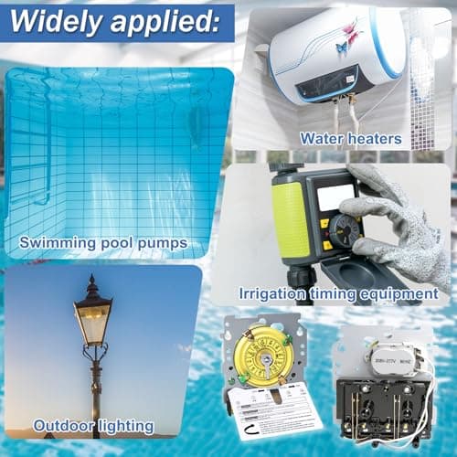 T104 Mechanical Timer Switch, 208–277 VAC 40 Amp,Pool Pump Switch, 24 Hour 12 ON/Off for Pump, Heavy Duty Pool Timers Outdoor, Timer for Lights HVAC Systems, 5 Years Warranty