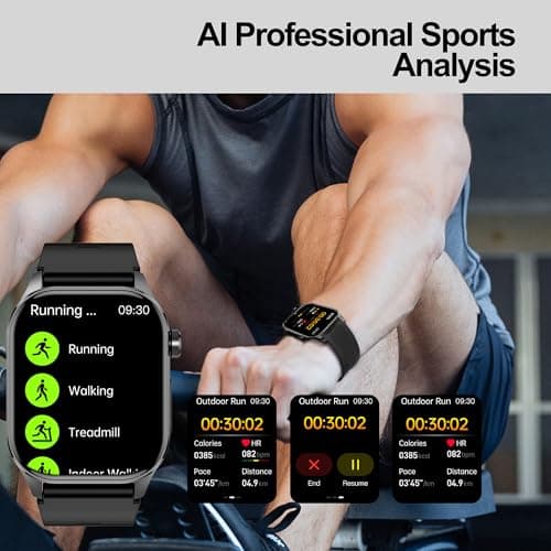 Smart Watch for Men Women, 2.04" AMOLED Color Screen, 24/7 Heart Rate, Blood Oxygen, Blood Pressure, Sleep and Stress Health Monitor, Blood and Body Composition Insights, 150 Sports Modes (Black)