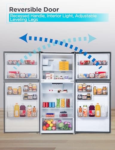 BLACK+DECKER 20.1 Cu. Ft. Top Mount Refrigerator with Ice Maker, 2-Door Refrigerator with Top Freezer, Freezer with Icemaker and Adjustable Temperature Control, BR2010JIMB, Black
