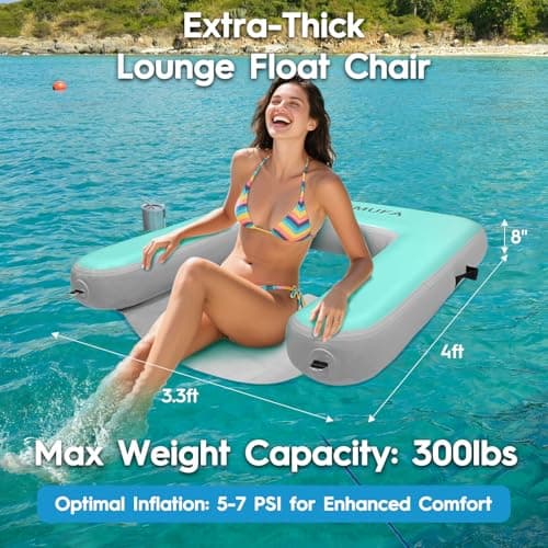 AWEMUFA Inflatable Chair for Lakes, Inflatable Floating Chair Floating Pool Lounger Float Adult, Heavy Duty Lake Floats Outside Tanning Pool Hangout Armrest Floaties