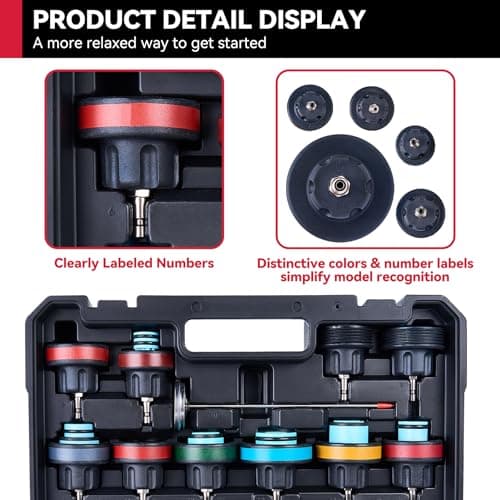 30PCS Radiator Pressure Tester Kit, Coolant Pressure Tester and Vacuum Refill Kit for Automotive Cooling System Water Tank Leakage Detection