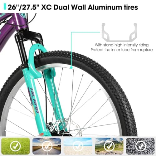 HILAND 20 Inch 26 Inch Mountain Bike for Women Girl, Lock-Out Suspension Fork, Aluminum Frame, Adult Ladies Mens MTB Bicycle