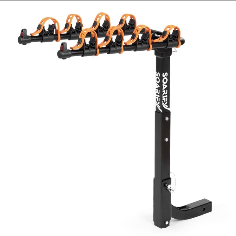 Bike Rack for Car, SUV, RV, Mount Hitch Bike Back 4, Up to 143 lbs Load Bicycle Rack Carrier Rubber Straps, Tilt Release with 2" Hitch for Cars (4BIKES)