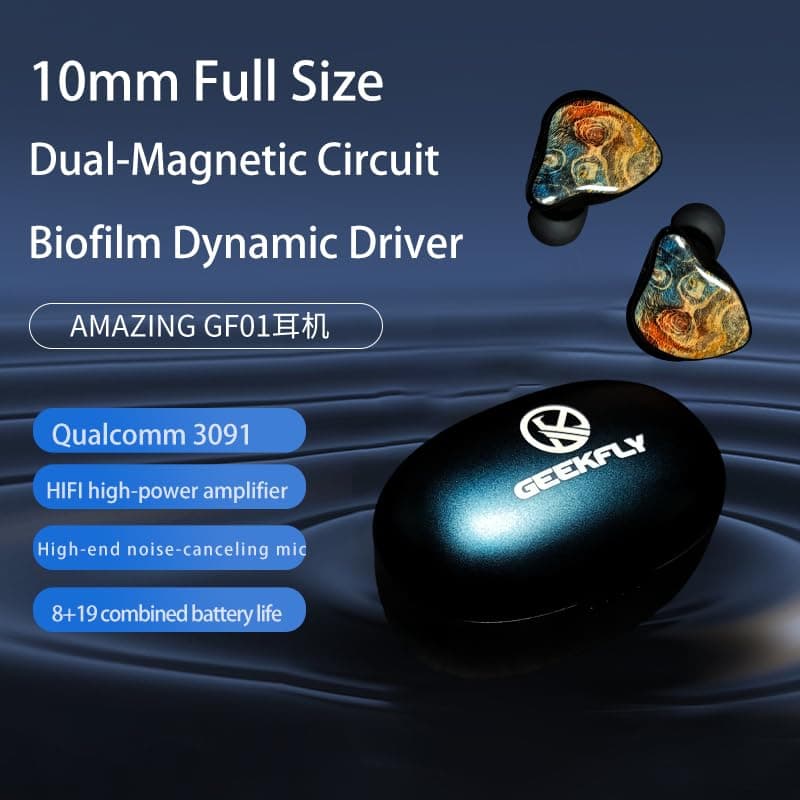 Geekfly GF01 TWS Earbuds Bluetooth Wireless Earphones 10mm Dual-Magnet Driver with HiFi Amplifier for Audiophiles
