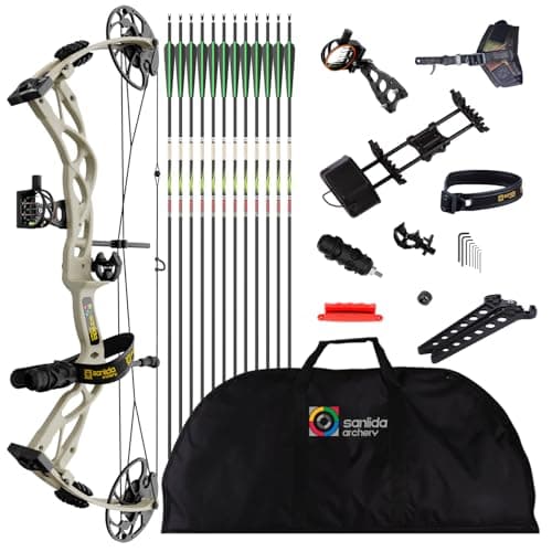 Sanlida Dragon X9 Ready to Hunt Compound Bow Package for Adults, Archery Compound Bow and Arrow Set, 0-70 Lbs Draw Weight, No Bow Press Needed, Limited Life-time Warranty, RH Only