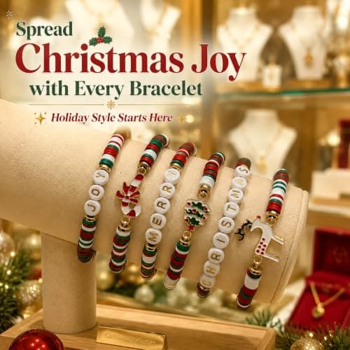 Christmas Festive Gifts for Women Adults - Xmas Sweater Dresses Shirts Outfits Accessories | Christmas Party Favors Supplies OHOME Stocking Stuffers - 6 Pack Christmas Bracelets for Teens Girls Women B0H492897X