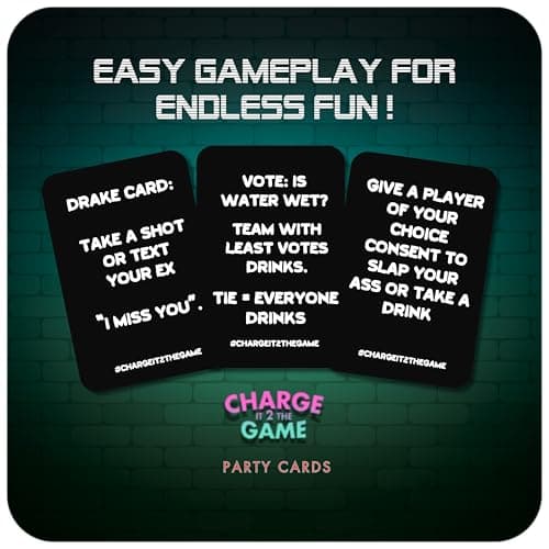 Charge It 2 The Game Drinking Cards – 90-Card Adult Party Game for Bachelorette Parties, 21st Birthdays, and Game Night Fun