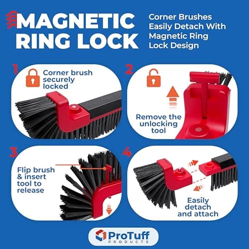 ProTuff 22" Pool Brush Head – Comes Sturdy Bristles, Tough on Algae, Dirt & Grime – Cleans 3X Faster – Extra-Wide Pool Scrubber Brush with Pole Attachment Option