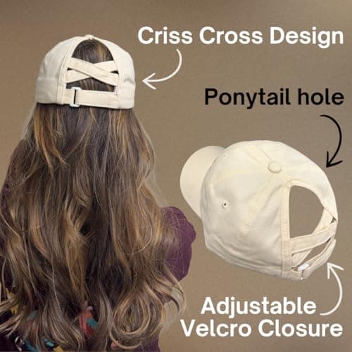 in My Mom Era Hat - Beige Baseball Cap for Moms, High Ponytail Hole, Minimalist Design, Mothers & New Mom Gifts