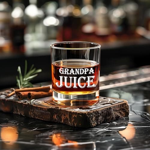 LIGHTEN LIFE Grandpa Juice Whiskey Glass Set 12 oz, Rocks Glasses Father's Day Ideas in Barrel Box, Unique Bourbon Glass Gifts for Men, Best Grandpas, Grandfather, Birthday, Christmas B0GWR6K4YN