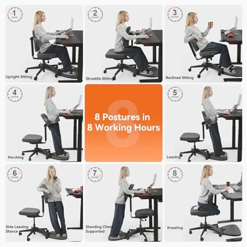 Newtral Standing Desk Chair, Standing Mate Chair for Sit-Stand, Ergonomic Leaning Perch Chair with Anti-Fatigue Mat, Standing Desk Stool, Horse Saddle Chair, Height Adjustable Home Office Posture Seat